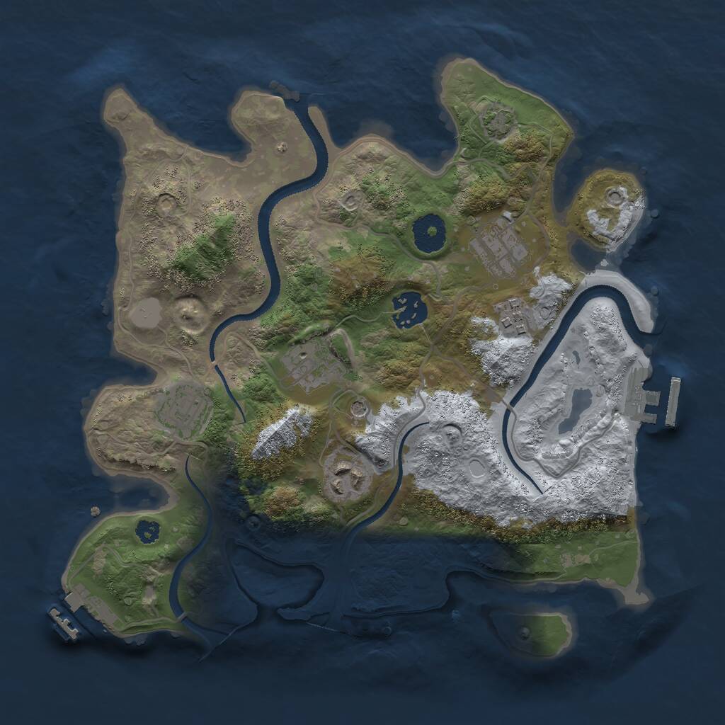 Rust Map: Procedural Map, Size: 3000, Seed: 2435424, 11 Monuments