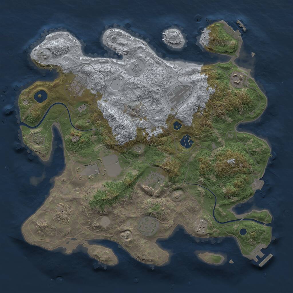 Rust Map: Procedural Map, Size: 3500, Seed: 473855, 15 Monuments