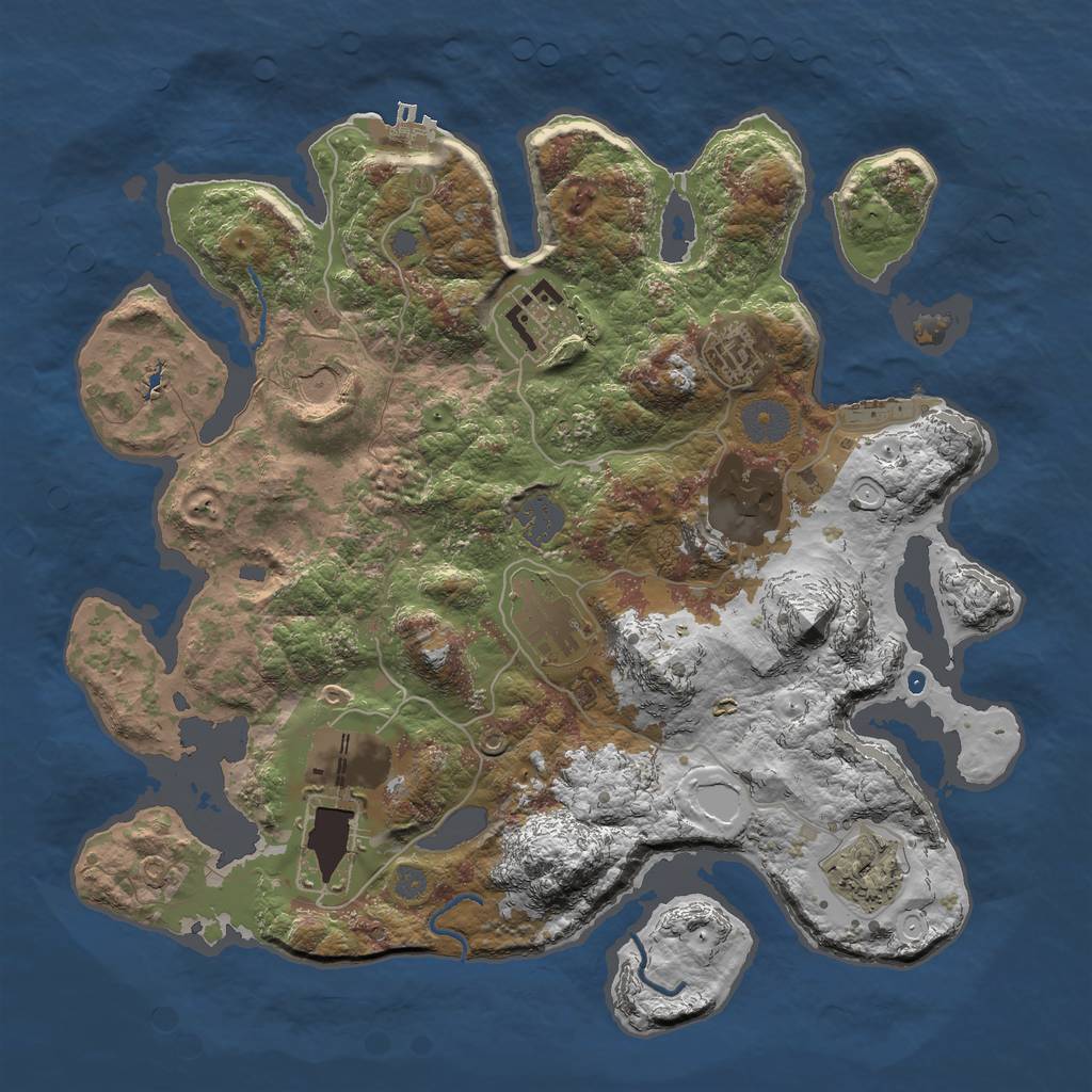 Rust Map: Procedural Map, Size: 3500, Seed: 44, 14 Monuments