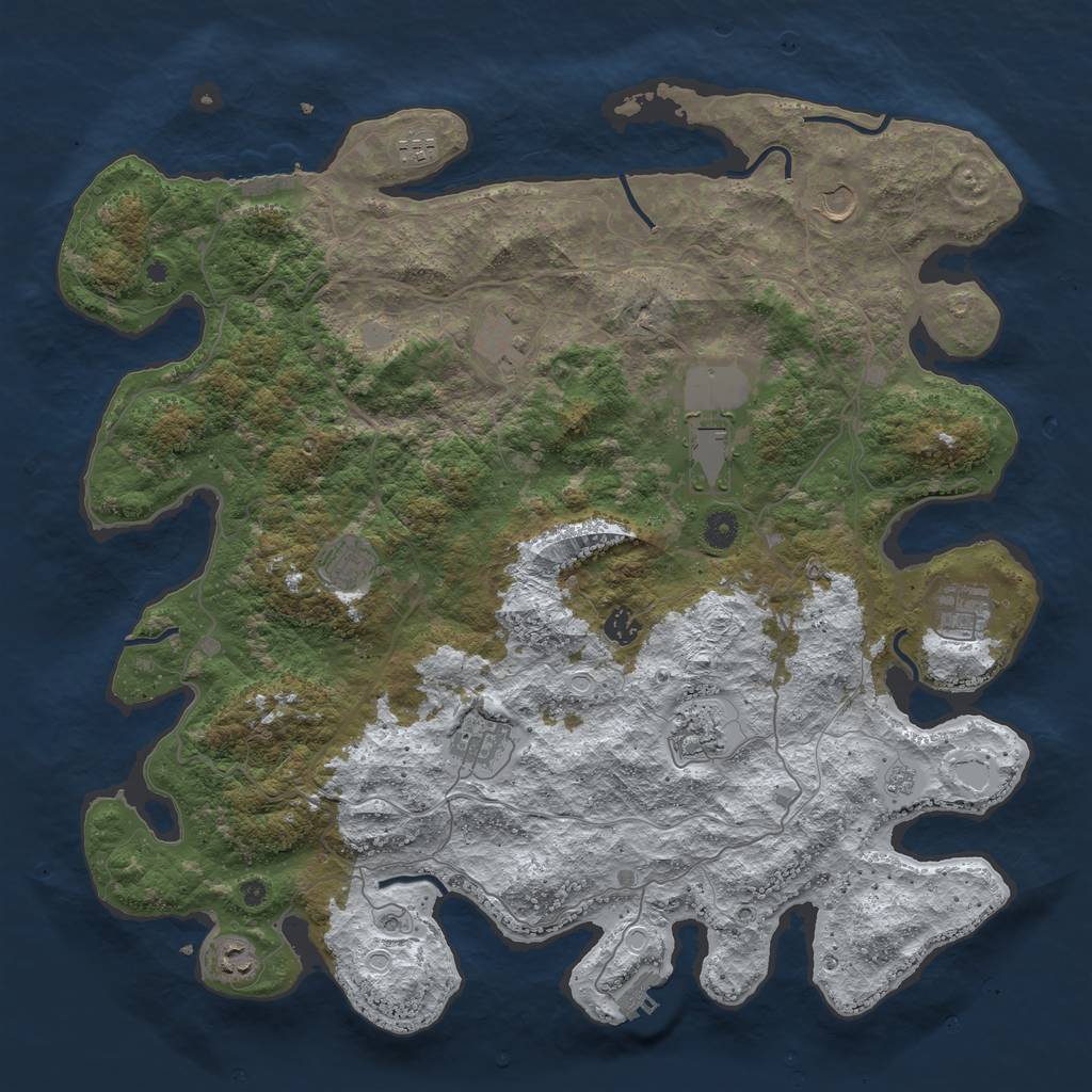 Rust Map: Procedural Map, Size: 4500, Seed: 3580110, 19 Monuments