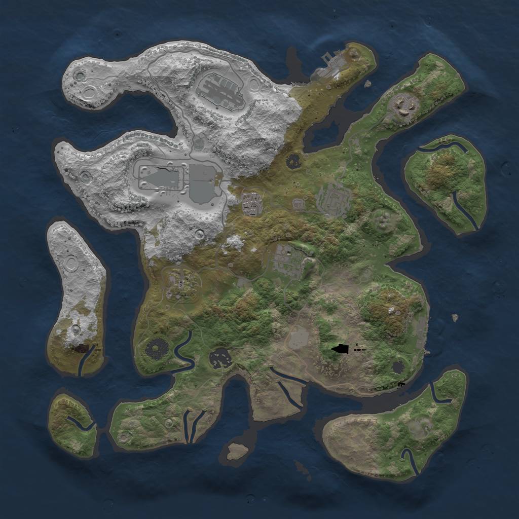 Rust Map: Procedural Map, Size: 3550, Seed: 818516, 15 Monuments