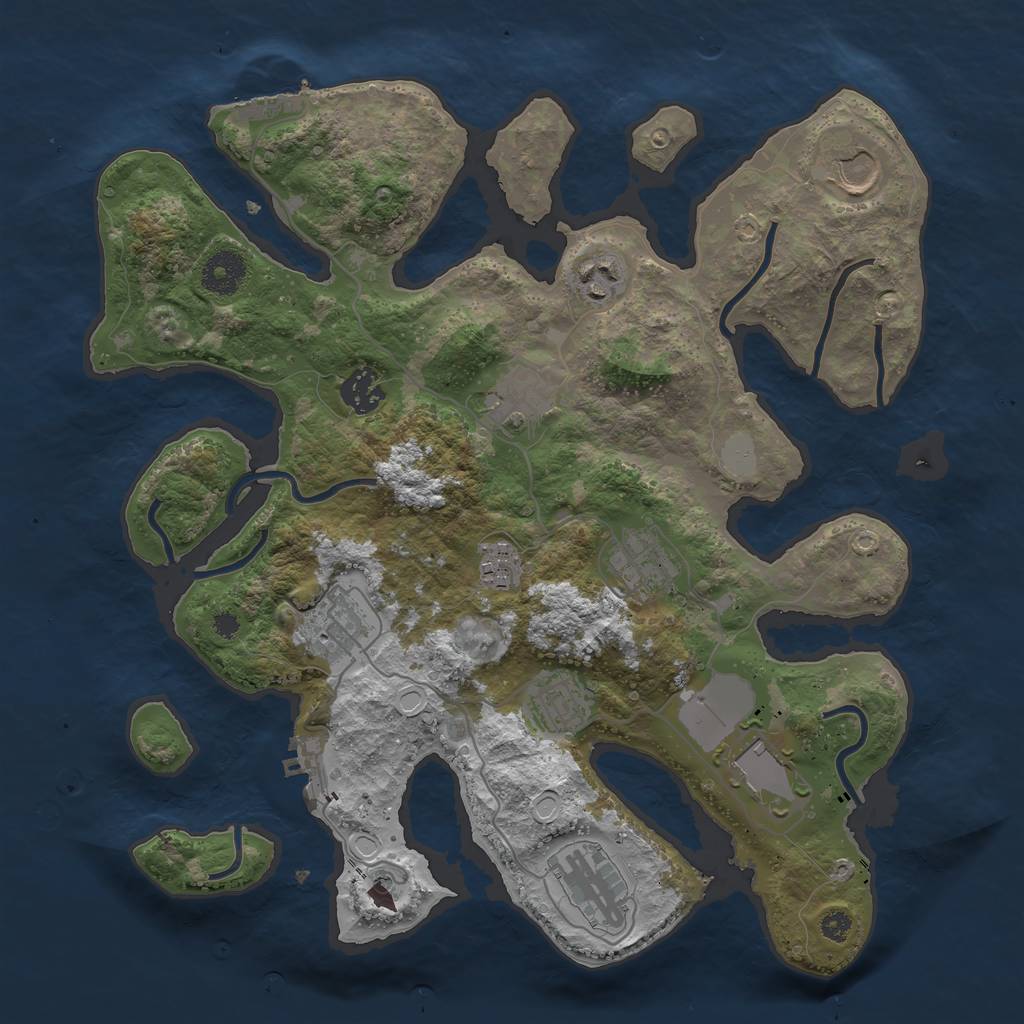 Rust Map: Procedural Map, Size: 3500, Seed: 337426, 18 Monuments