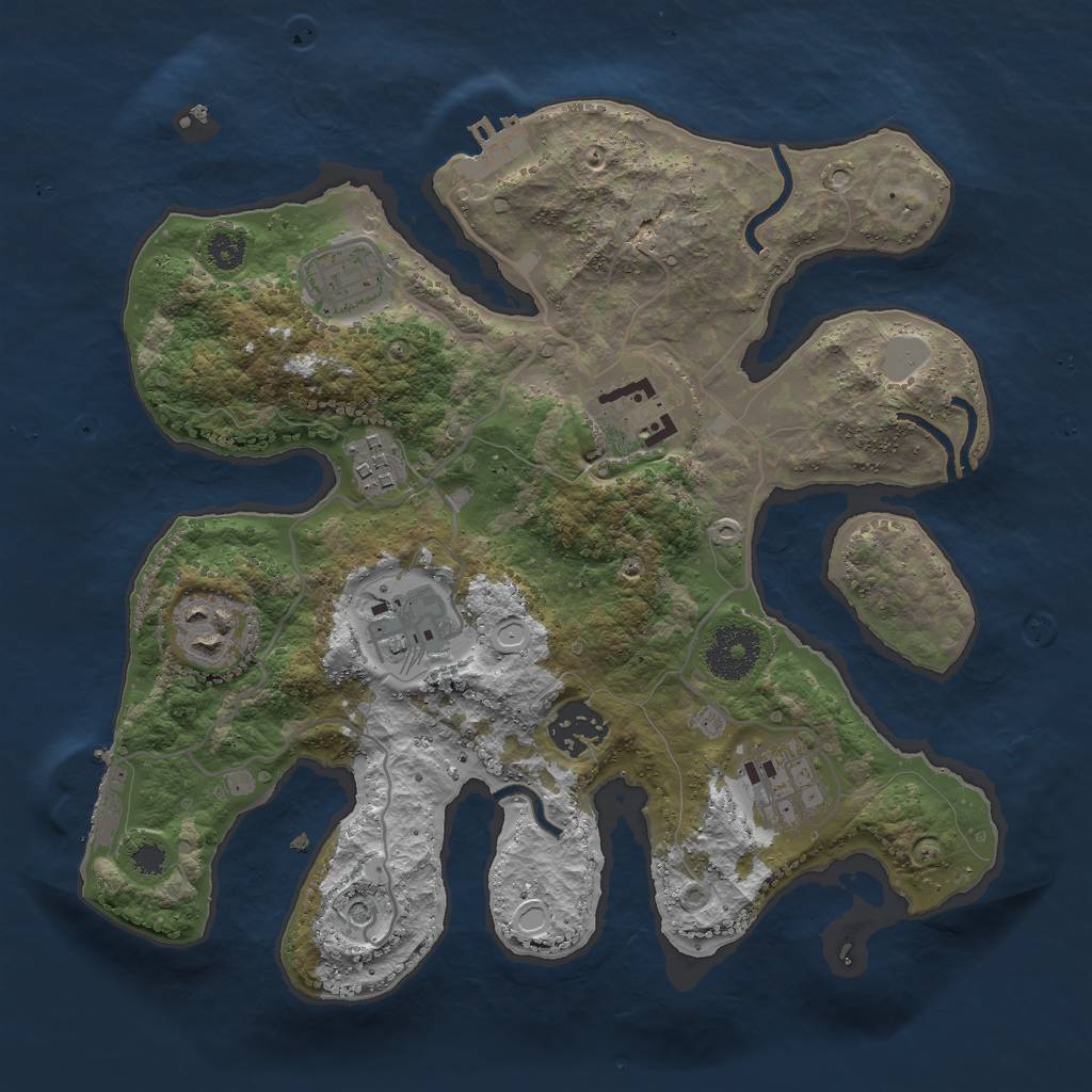 Rust Map: Procedural Map, Size: 3000, Seed: 1578868522, 15 Monuments