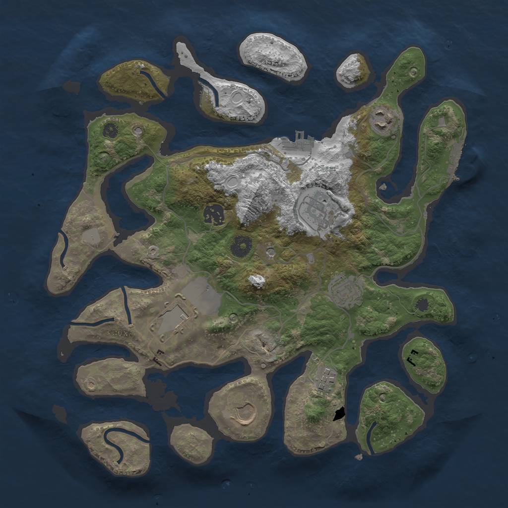 Rust Map: Procedural Map, Size: 3500, Seed: 1817277, 15 Monuments
