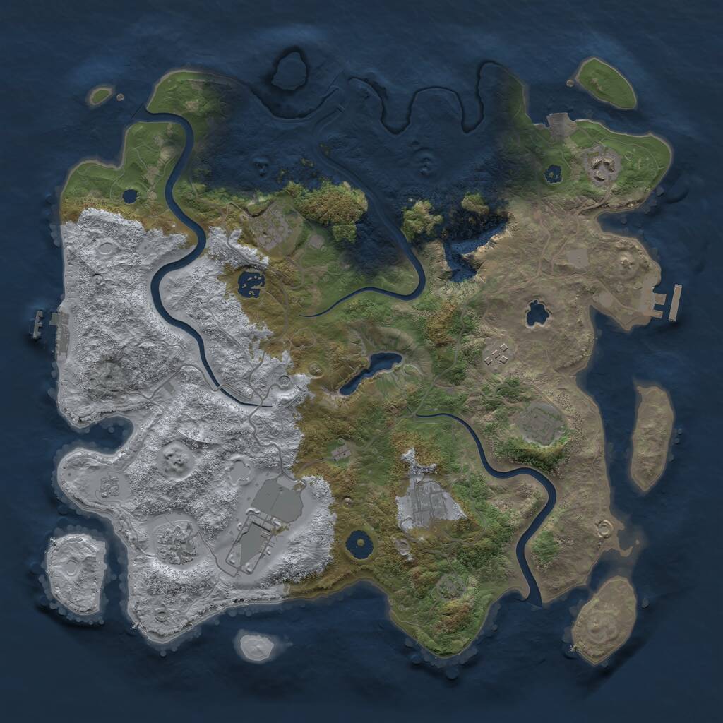 Rust Map: Procedural Map, Size: 4000, Seed: 2499860, 14 Monuments