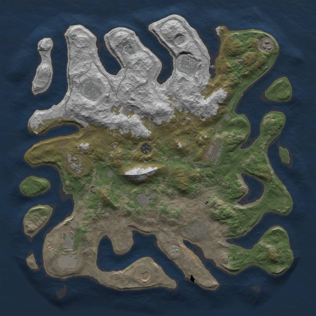 Rust Map: Barren, Size: 4500, Seed: 2020074, 14 Monuments