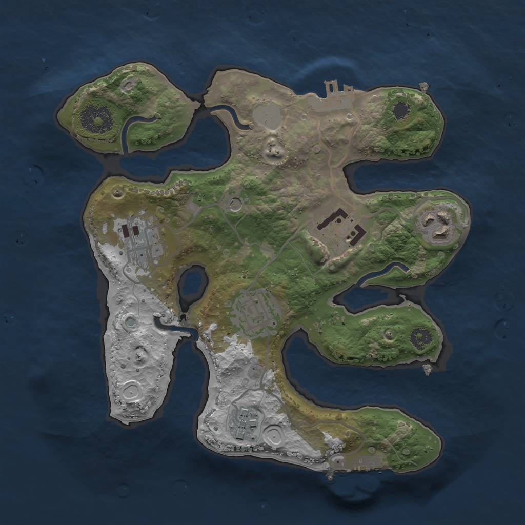 Rust Map: Procedural Map, Size: 2500, Seed: 546058211, 13 Monuments