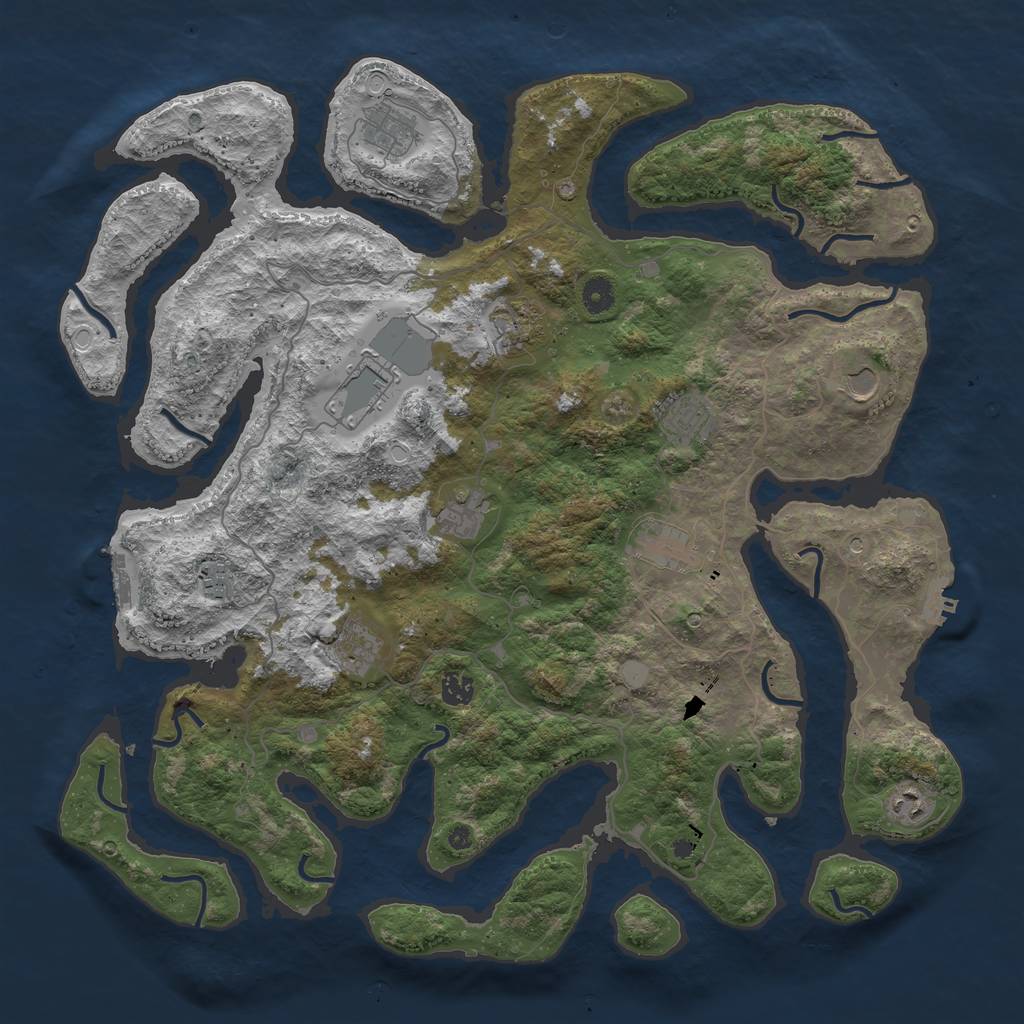 Rust Map: Procedural Map, Size: 4500, Seed: 3682039, 19 Monuments