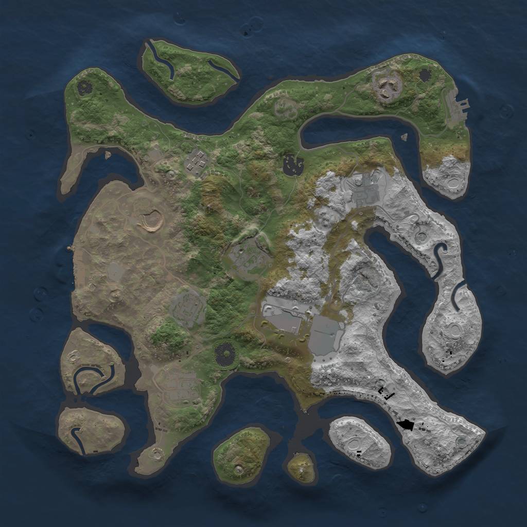 Rust Map: Procedural Map, Size: 3550, Seed: 49998, 17 Monuments