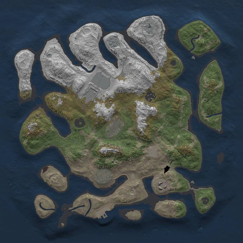 Rust Map: Procedural Map, Size: 3550, Seed: 411959, 13 Monuments