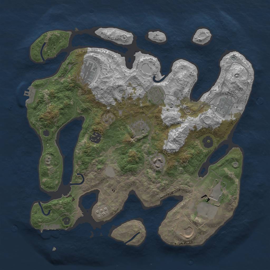Rust Map: Procedural Map, Size: 3550, Seed: 61551, 17 Monuments