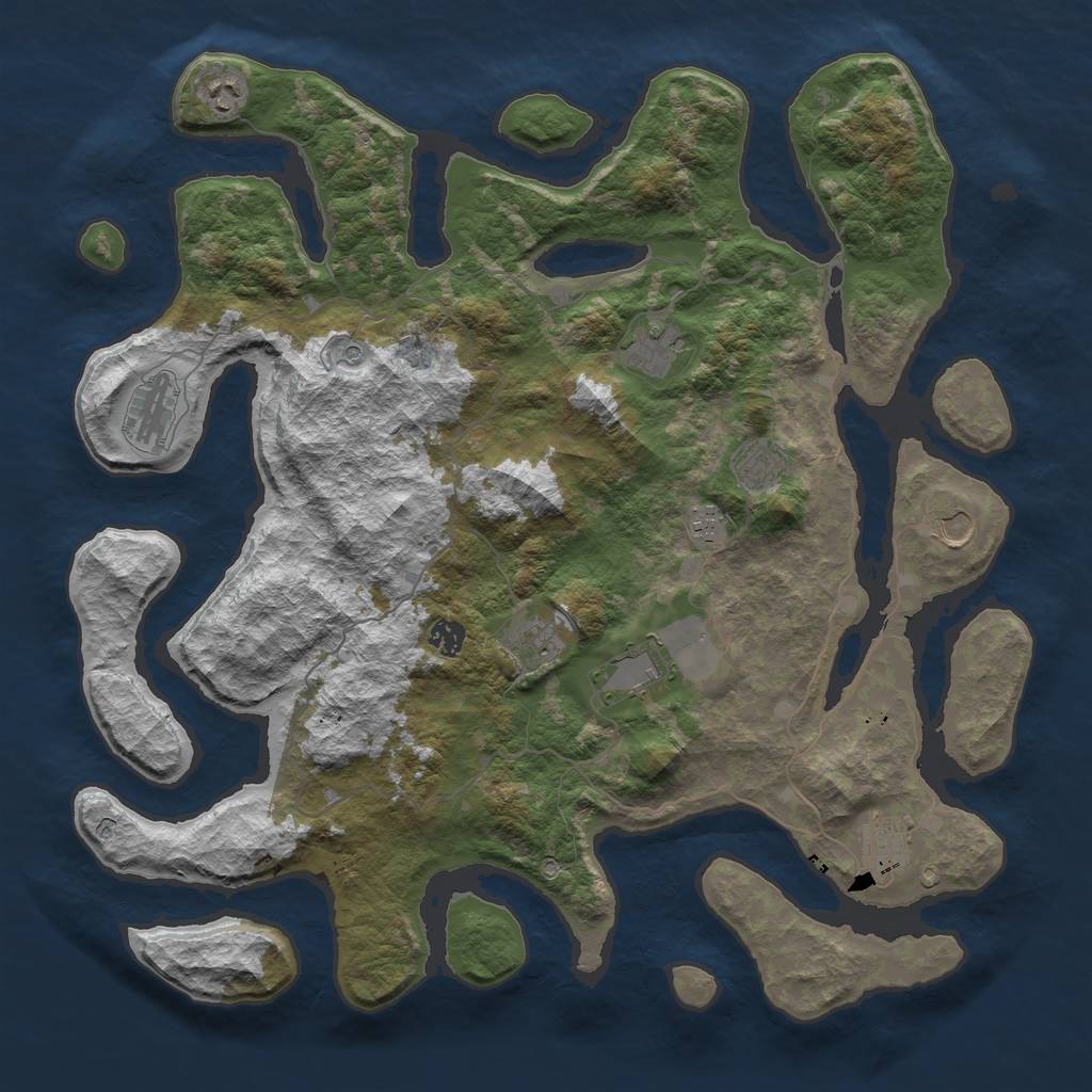 Rust Map: Barren, Size: 4500, Seed: 4826079, 13 Monuments