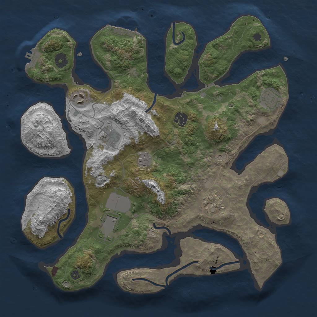 Rust Map: Procedural Map, Size: 3500, Seed: 61, 12 Monuments