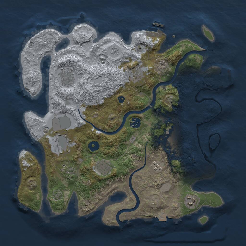 Rust Map: Procedural Map, Size: 3500, Seed: 2195128, 15 Monuments