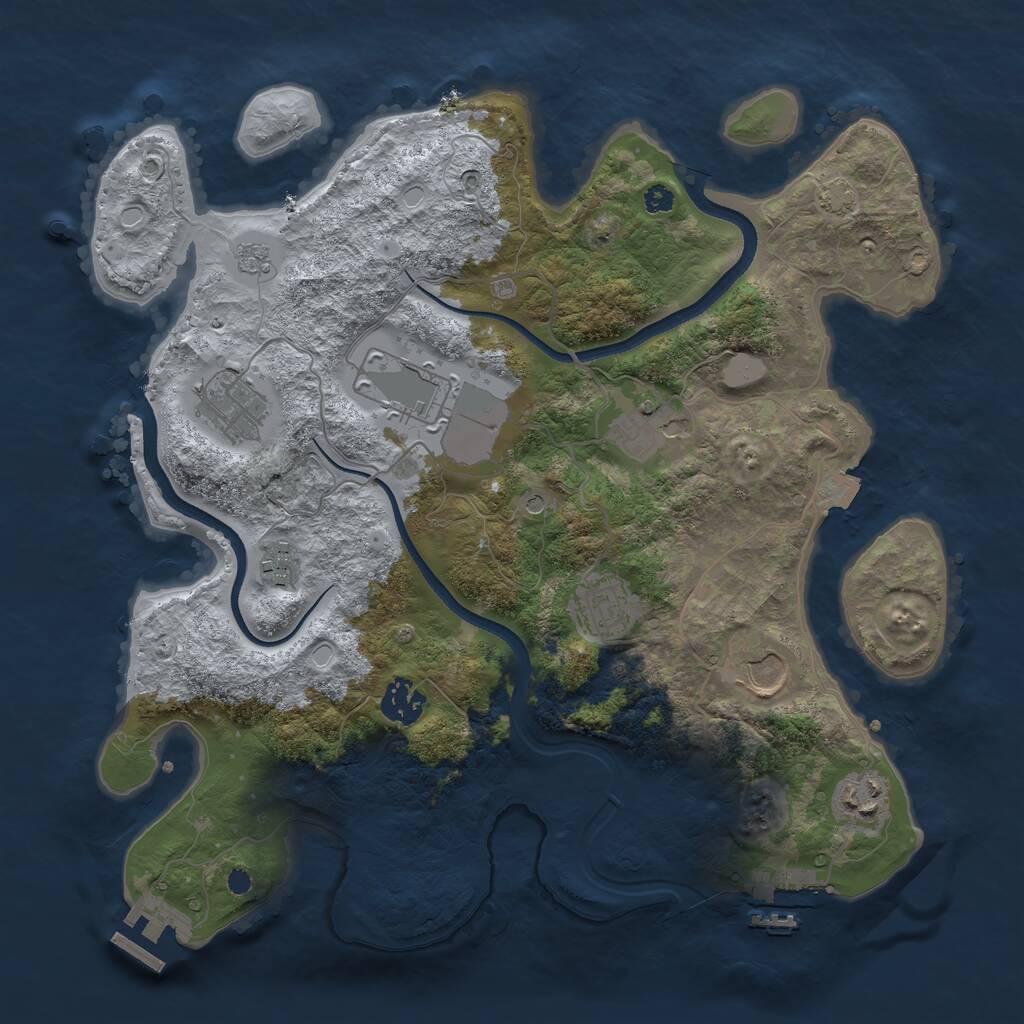 Rust Map: Procedural Map, Size: 3500, Seed: 485127, 14 Monuments