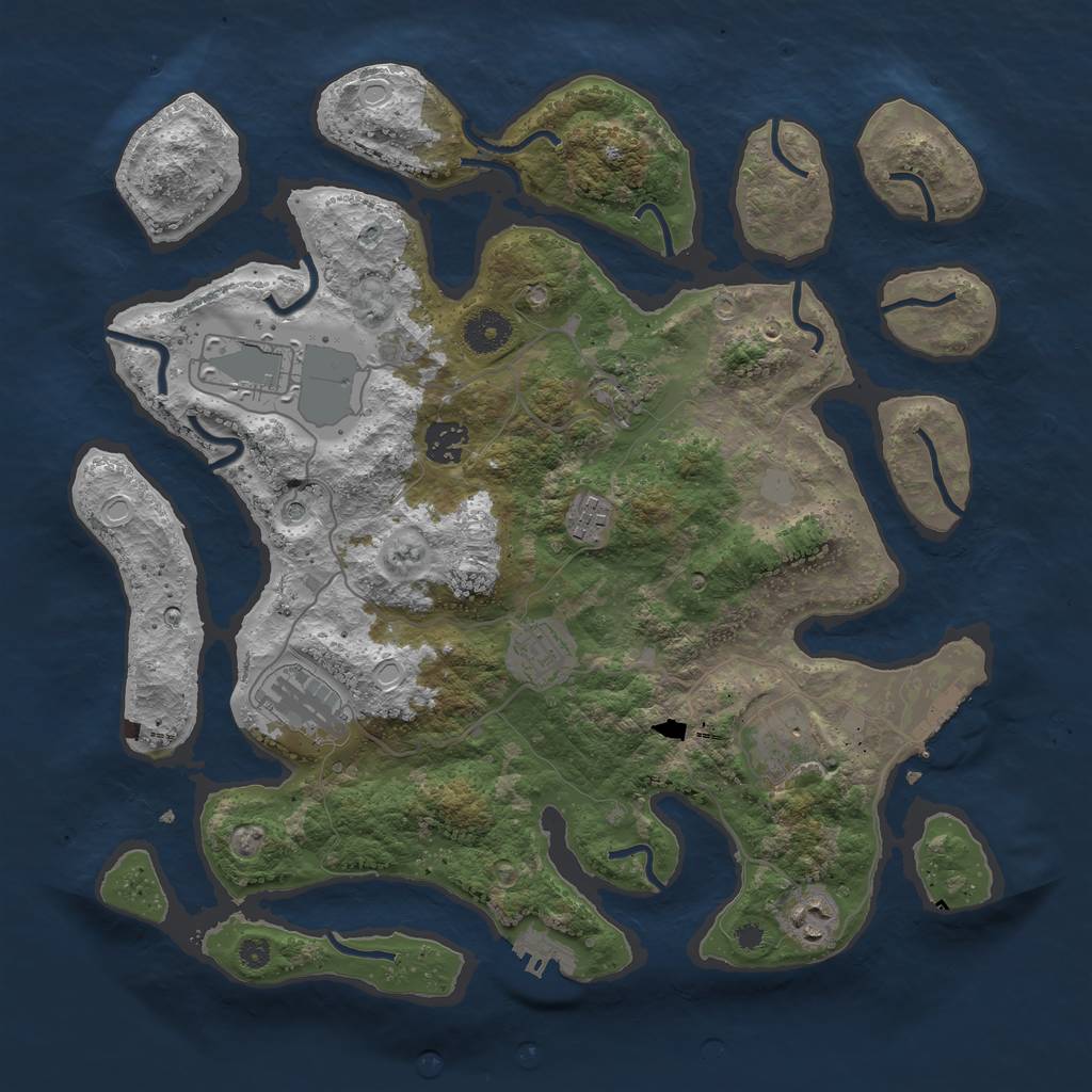 Rust Map: Procedural Map, Size: 3700, Seed: 1293789651, 16 Monuments