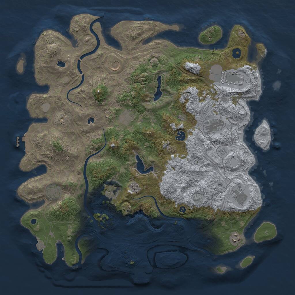 Rust Map: Procedural Map, Size: 4500, Seed: 6153205, 16 Monuments