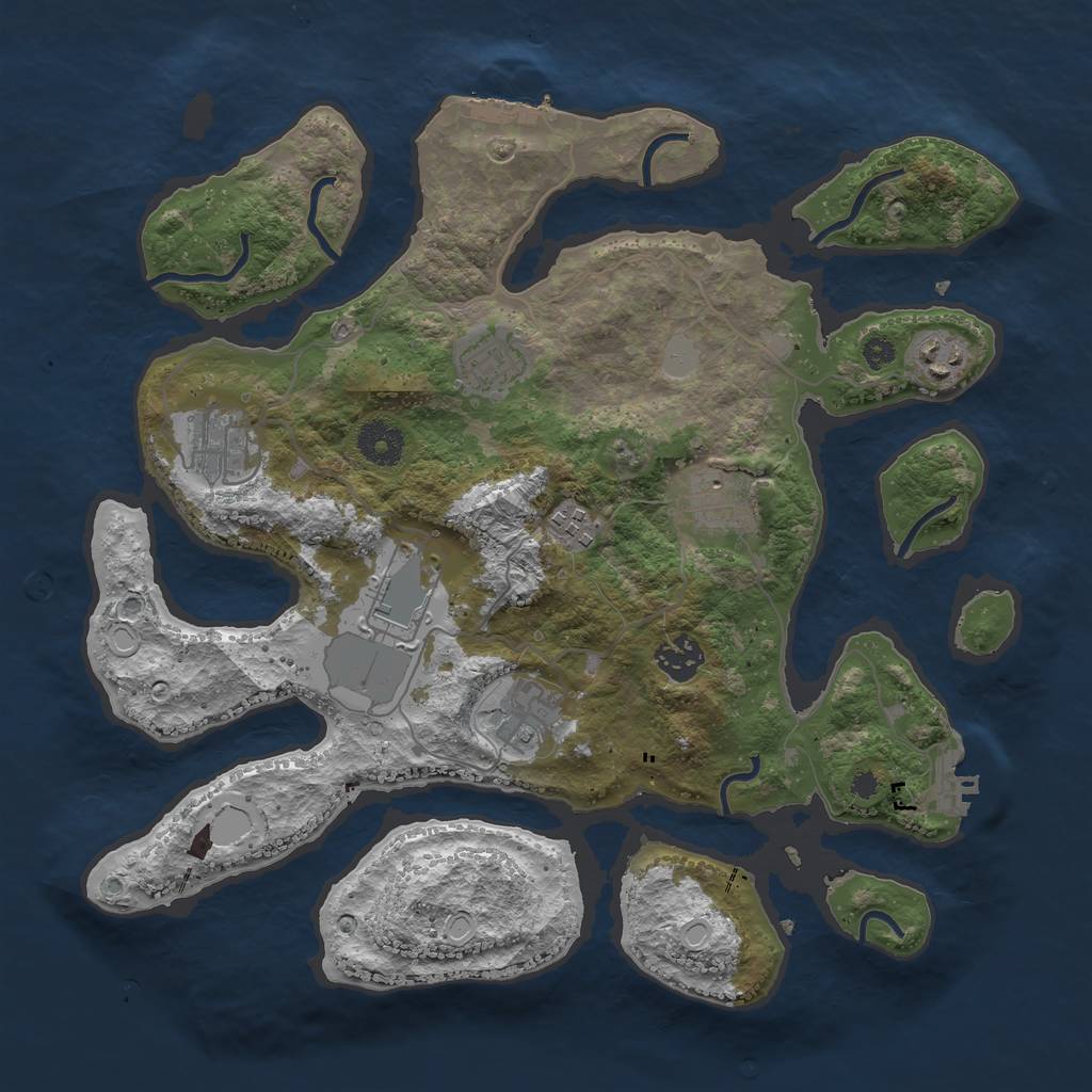 Rust Map: Procedural Map, Size: 3550, Seed: 401774, 15 Monuments