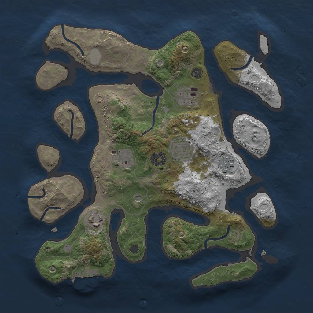Rust Map: Procedural Map, Size: 3000, Seed: 368074, 12 Monuments