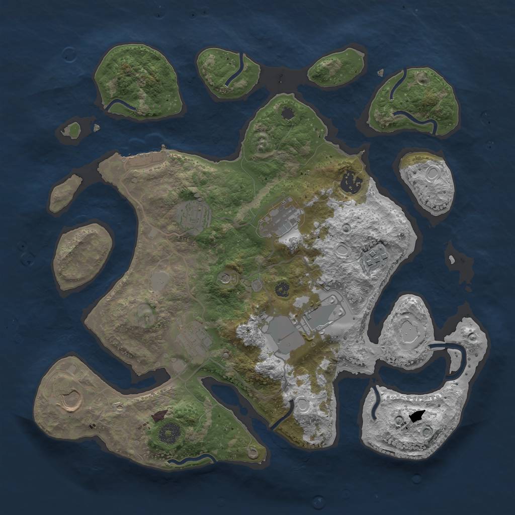 Rust Map: Procedural Map, Size: 3550, Seed: 577755, 14 Monuments