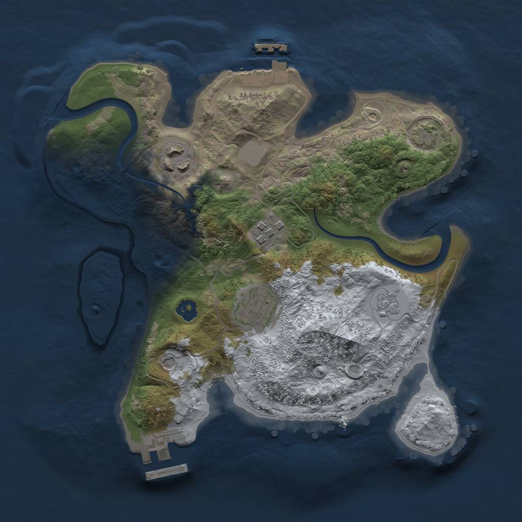 Rust Map: Procedural Map, Size: 2500, Seed: 11119, 9 Monuments
