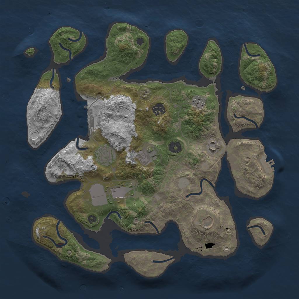 Rust Map: Procedural Map, Size: 3550, Seed: 516105, 15 Monuments