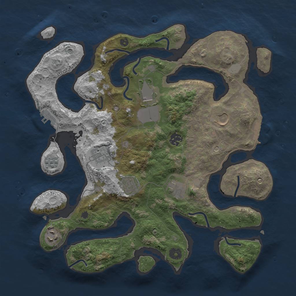 Rust Map: Procedural Map, Size: 3550, Seed: 213072, 16 Monuments