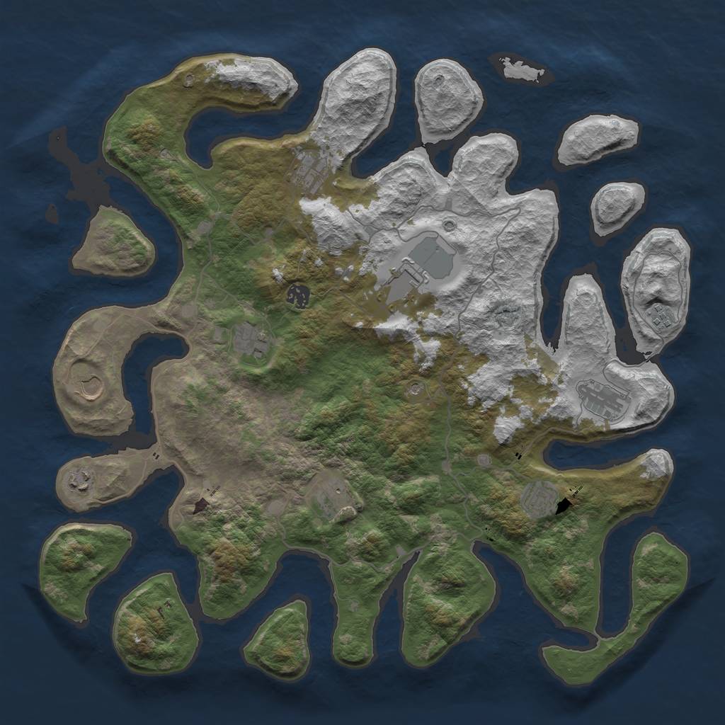Rust Map: Barren, Size: 4500, Seed: 3944710, 13 Monuments