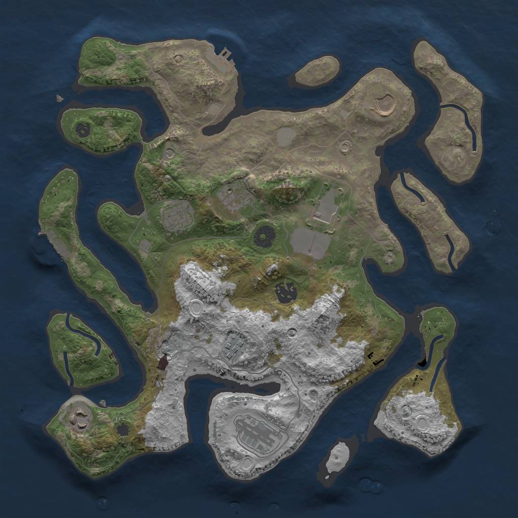 Rust Map: Procedural Map, Size: 3550, Seed: 354138, 16 Monuments