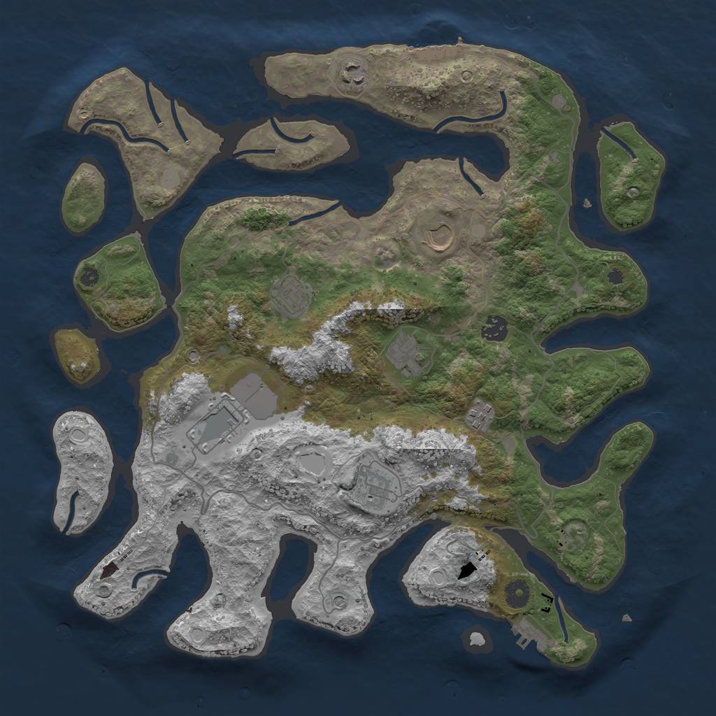 Rust Map: Procedural Map, Size: 4000, Seed: 765386, 16 Monuments
