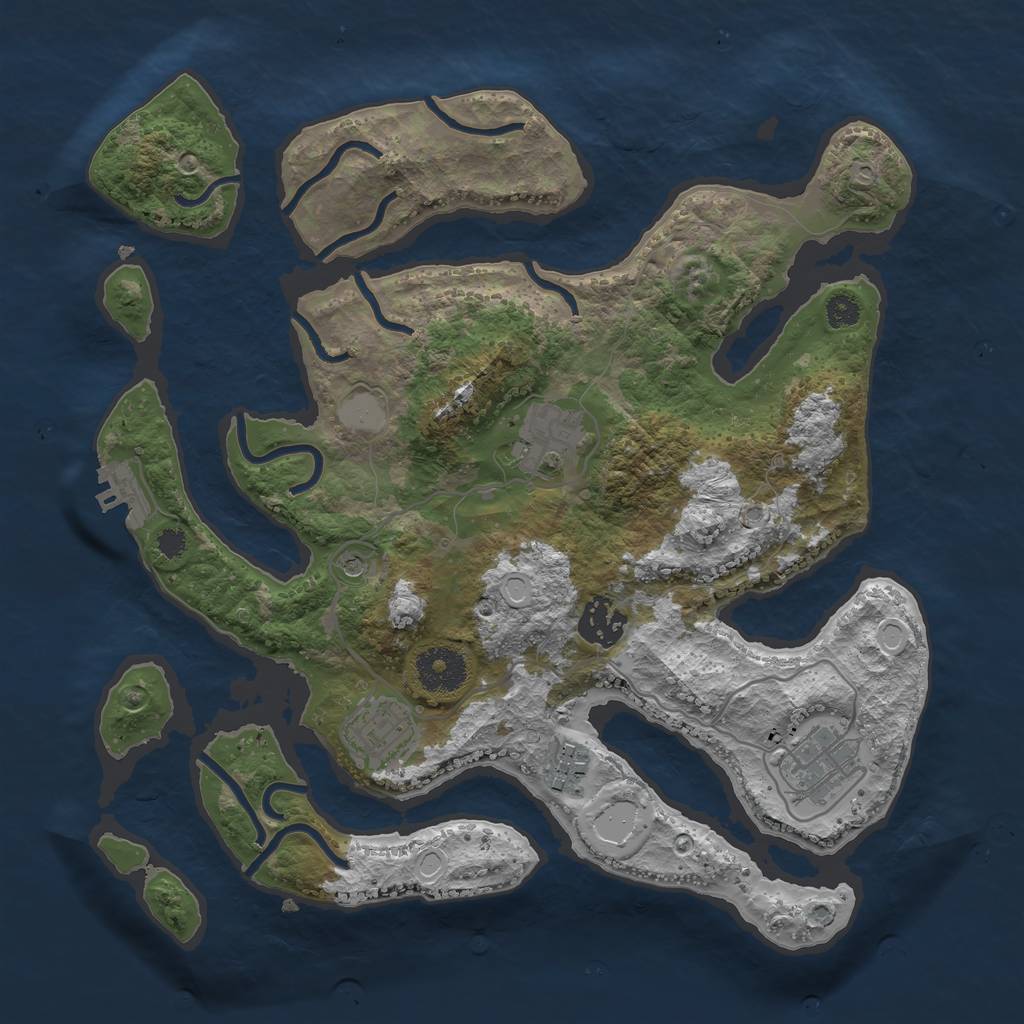 Rust Map: Procedural Map, Size: 3200, Seed: 198006610, 12 Monuments