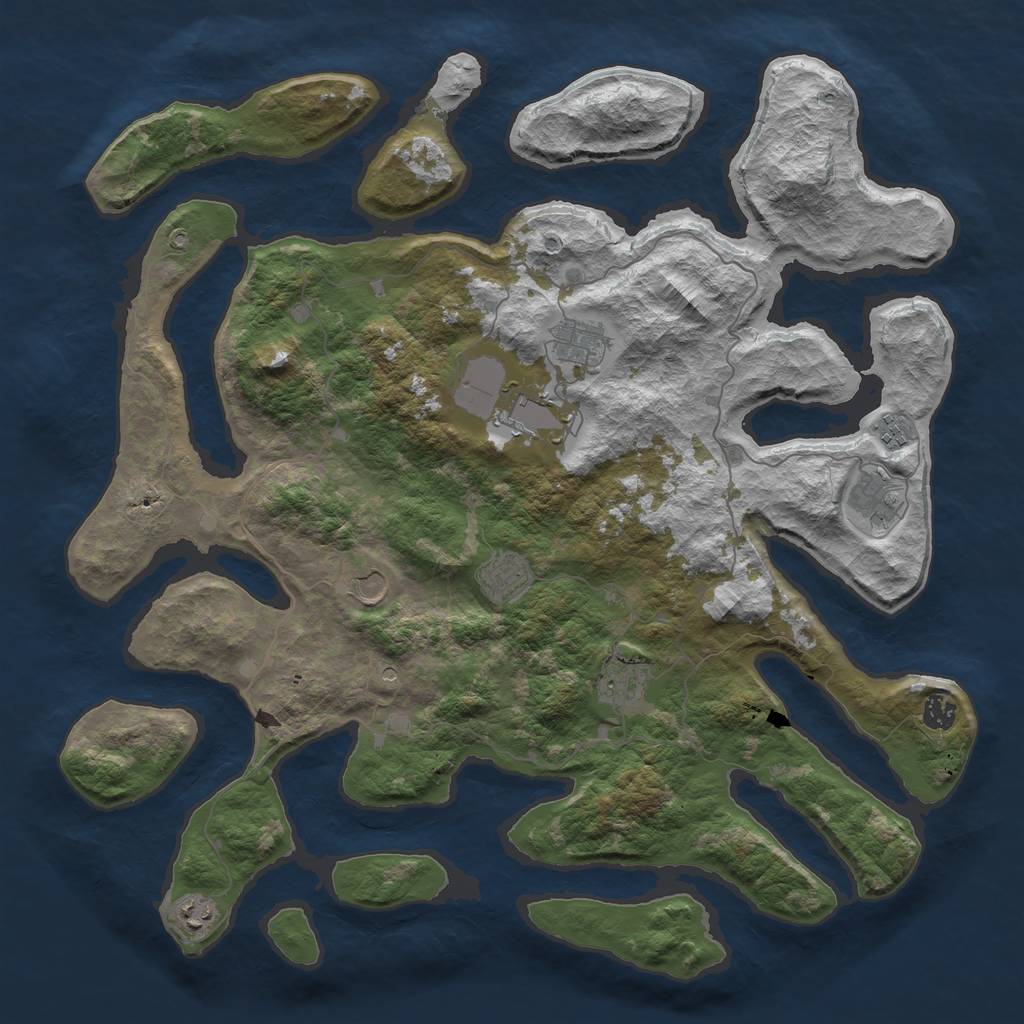 Rust Map: Barren, Size: 4500, Seed: 3948465, 12 Monuments