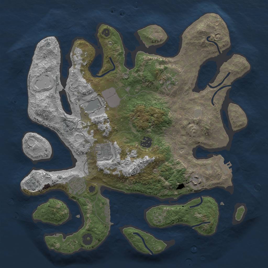 Rust Map: Procedural Map, Size: 3550, Seed: 814986, 15 Monuments