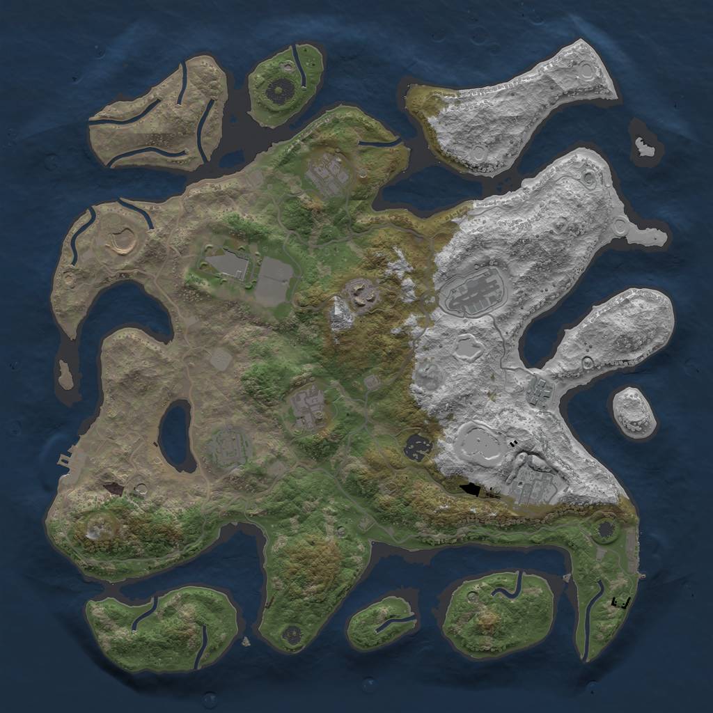 Rust Map: Procedural Map, Size: 4000, Seed: 2344532, 18 Monuments