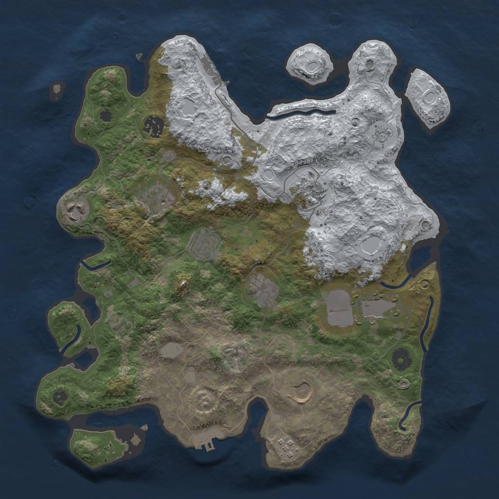 Rust Map: Procedural Map, Size: 3550, Seed: 850040, 18 Monuments