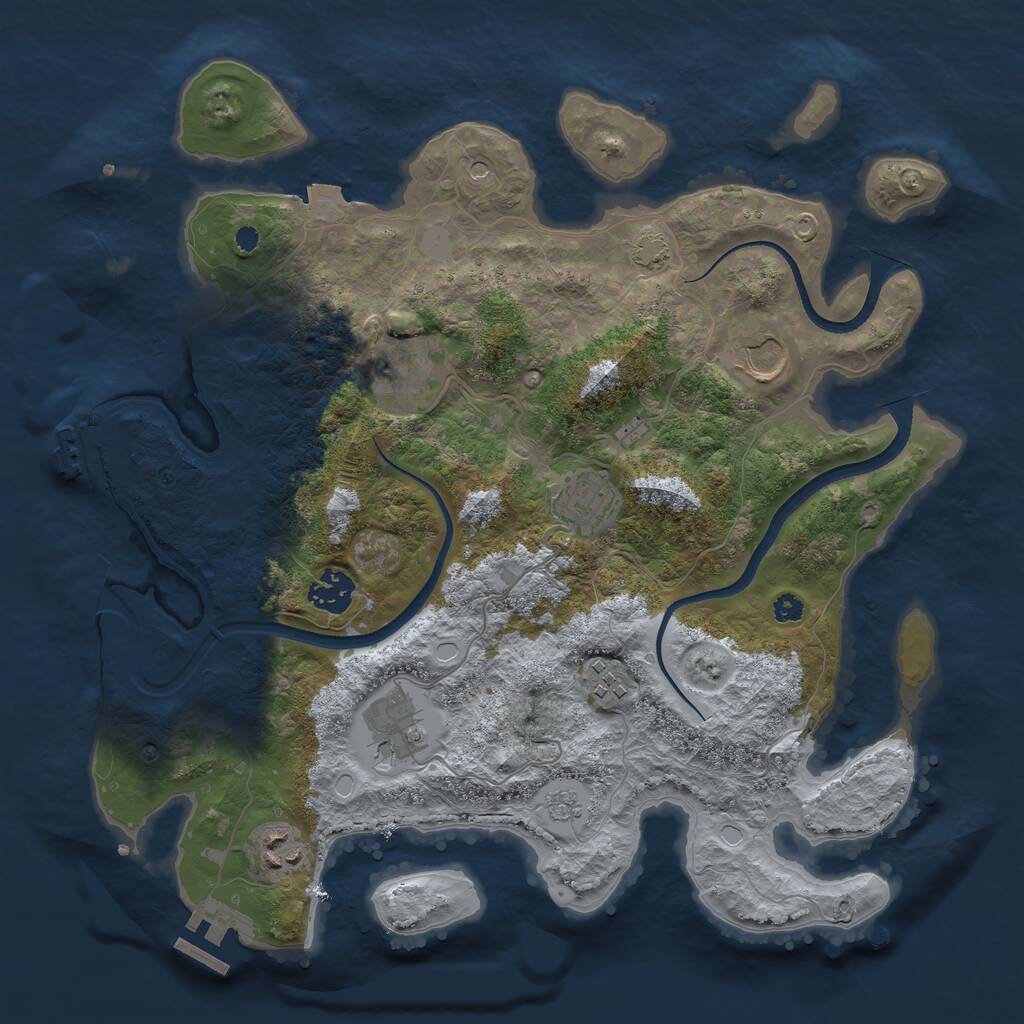 Rust Map: Procedural Map, Size: 3500, Seed: 564399, 13 Monuments