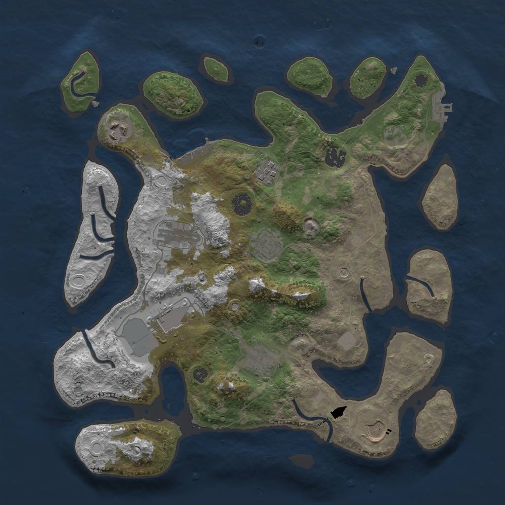 Rust Map: Procedural Map, Size: 3550, Seed: 415504, 16 Monuments