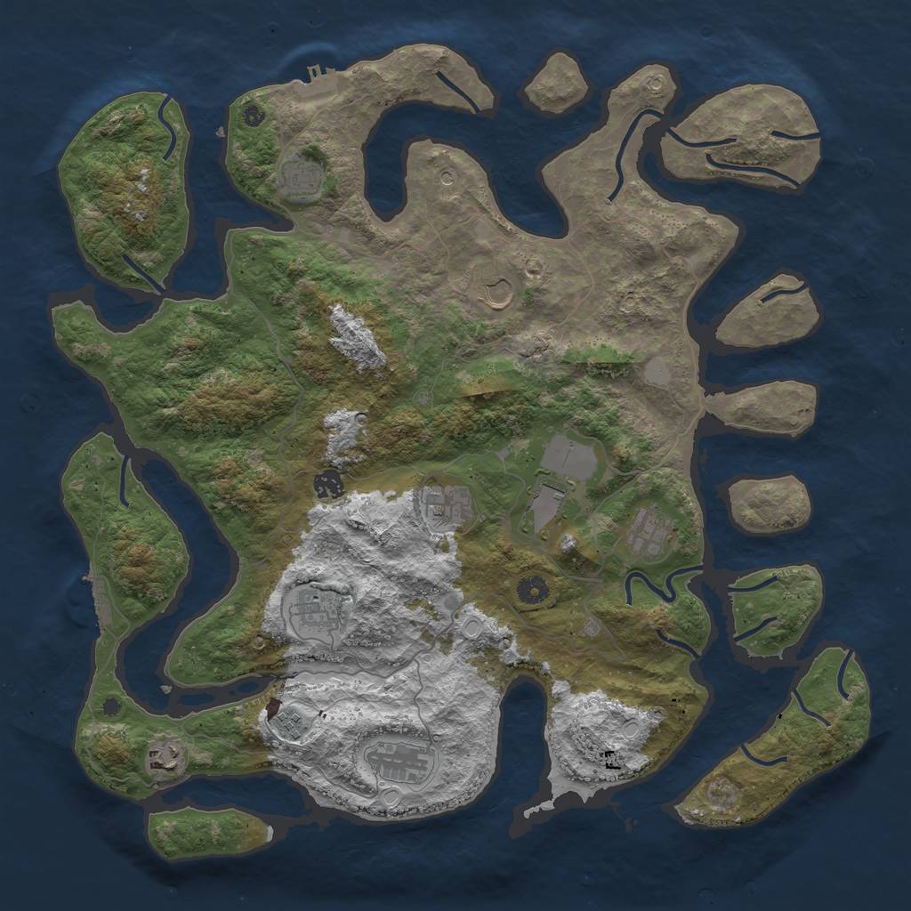 Rust Map: Procedural Map, Size: 4500, Seed: 4079242, 18 Monuments