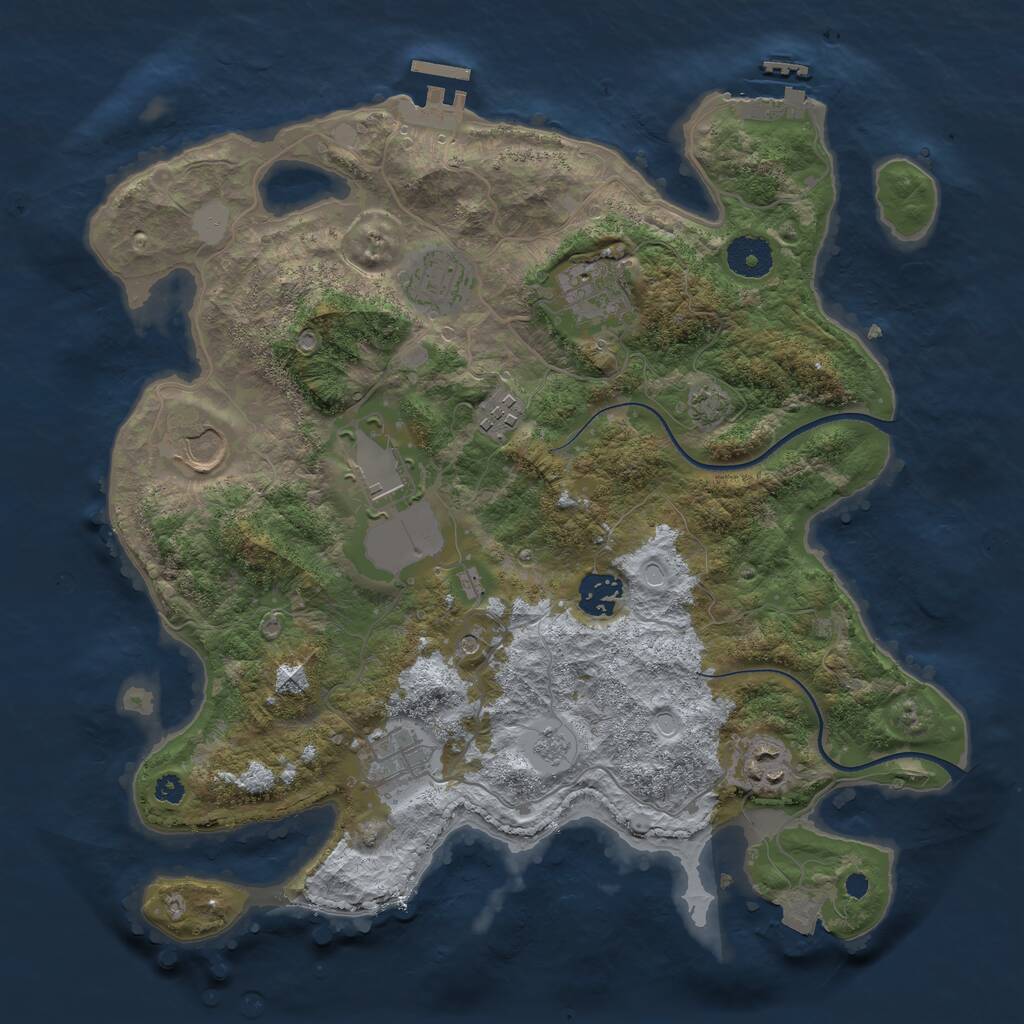 Rust Map: Procedural Map, Size: 3500, Seed: 1360081743, 14 Monuments