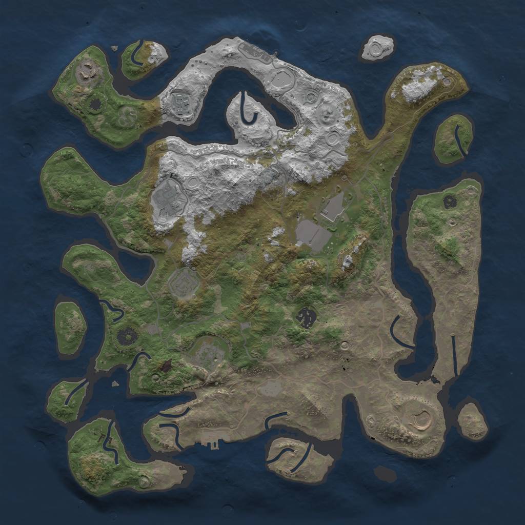 Rust Map: Procedural Map, Size: 4000, Seed: 206766, 16 Monuments