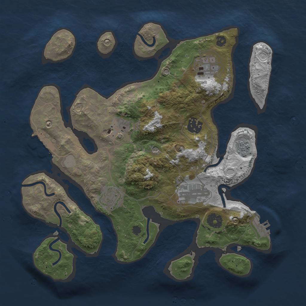 Rust Map: Procedural Map, Size: 3000, Seed: 230695, 14 Monuments