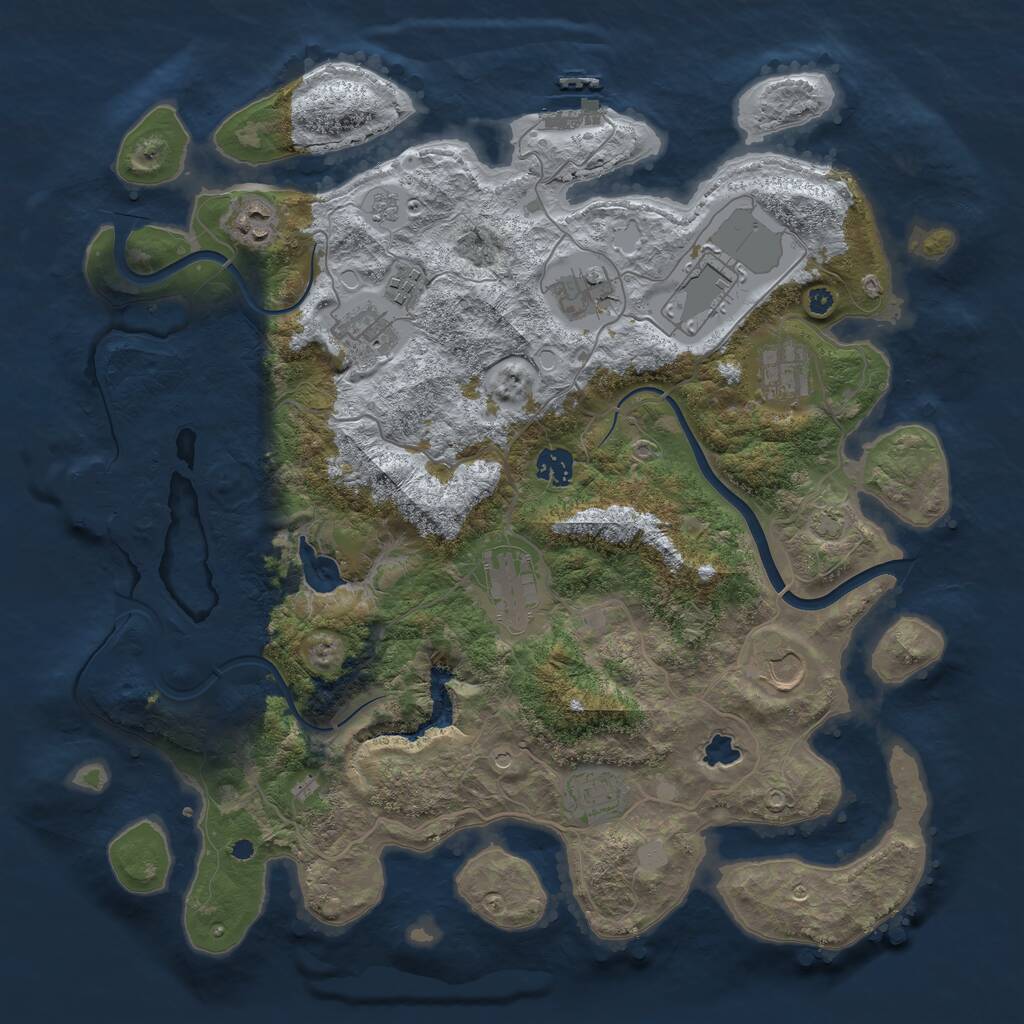 Rust Map: Procedural Map, Size: 4000, Seed: 935191, 16 Monuments