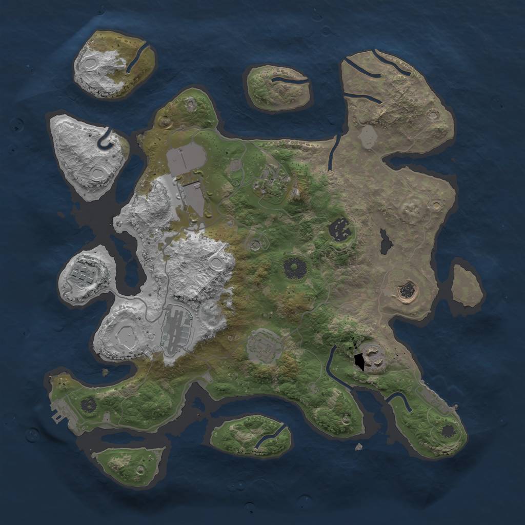 Rust Map: Procedural Map, Size: 3500, Seed: 2652130, 16 Monuments