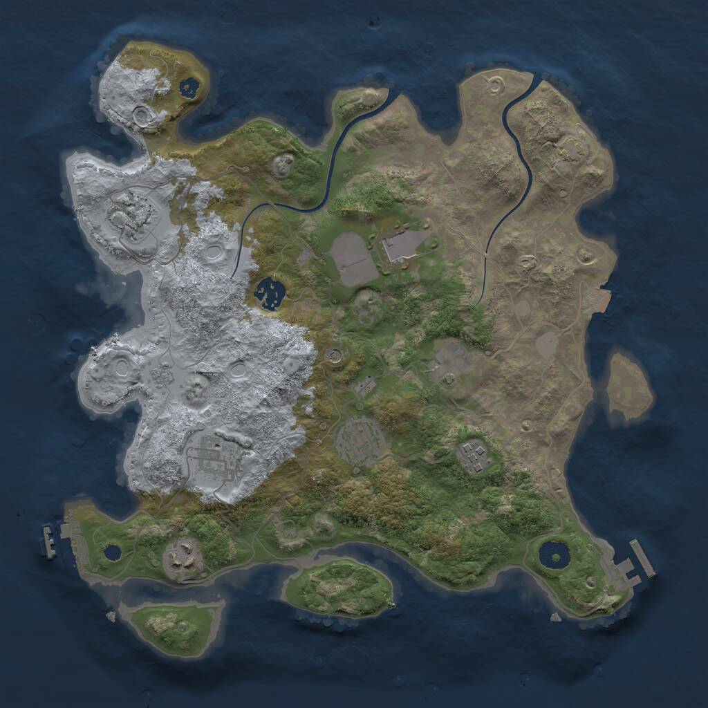 Rust Map: Procedural Map, Size: 3500, Seed: 2652130, 14 Monuments