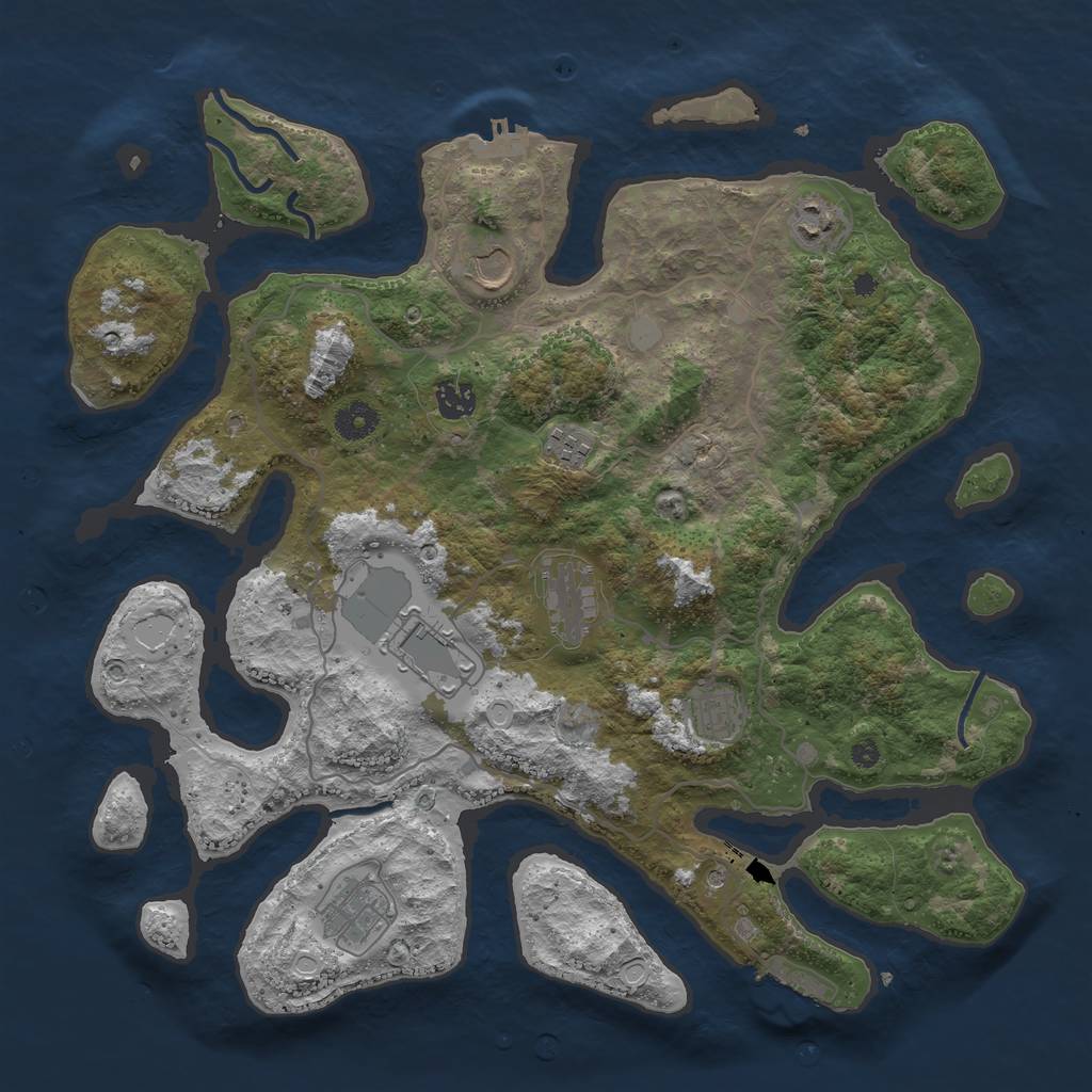 Rust Map: Procedural Map, Size: 4000, Seed: 247997, 16 Monuments