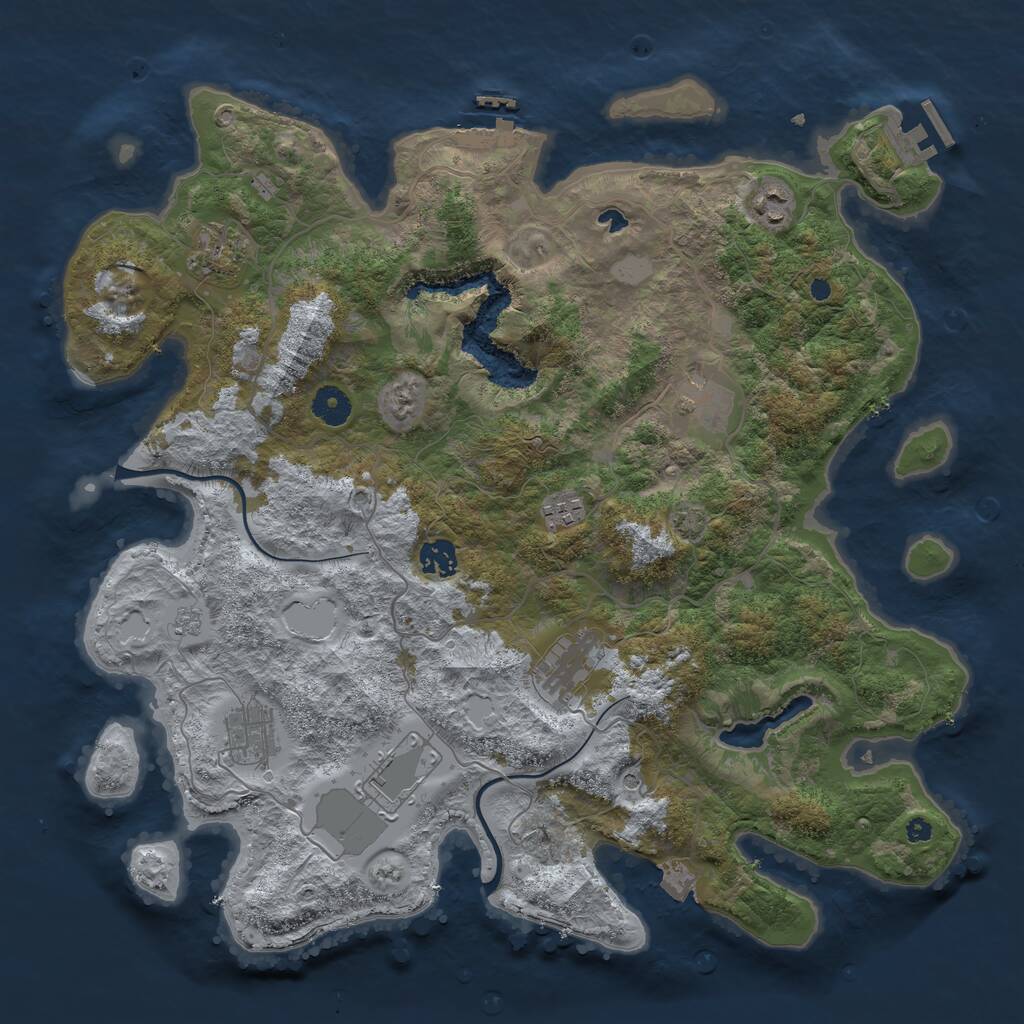 Rust Map: Procedural Map, Size: 4000, Seed: 247997, 14 Monuments