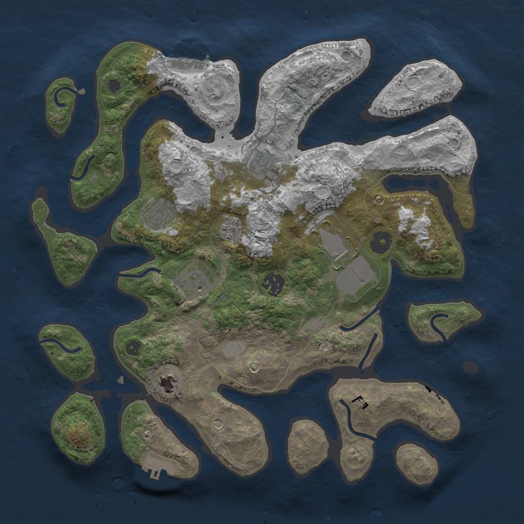 Rust Map: Procedural Map, Size: 3550, Seed: 110270, 15 Monuments