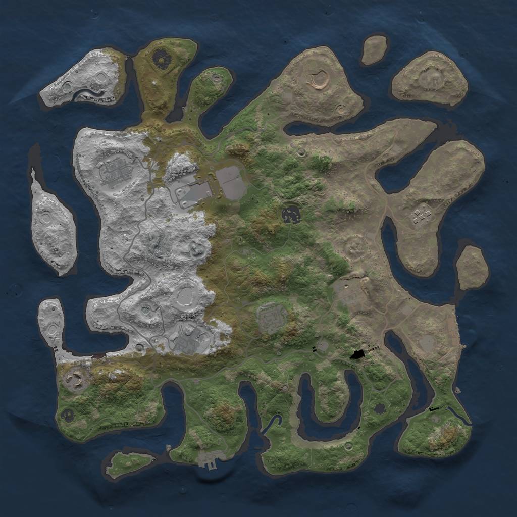 Rust Map: Procedural Map, Size: 4000, Seed: 153225, 17 Monuments