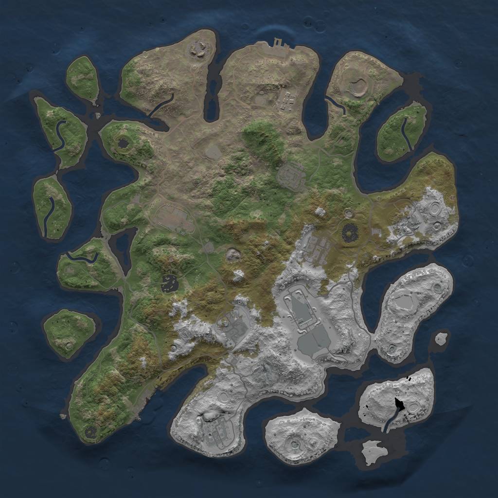 Rust Map: Procedural Map, Size: 4050, Seed: 1436243929, 19 Monuments