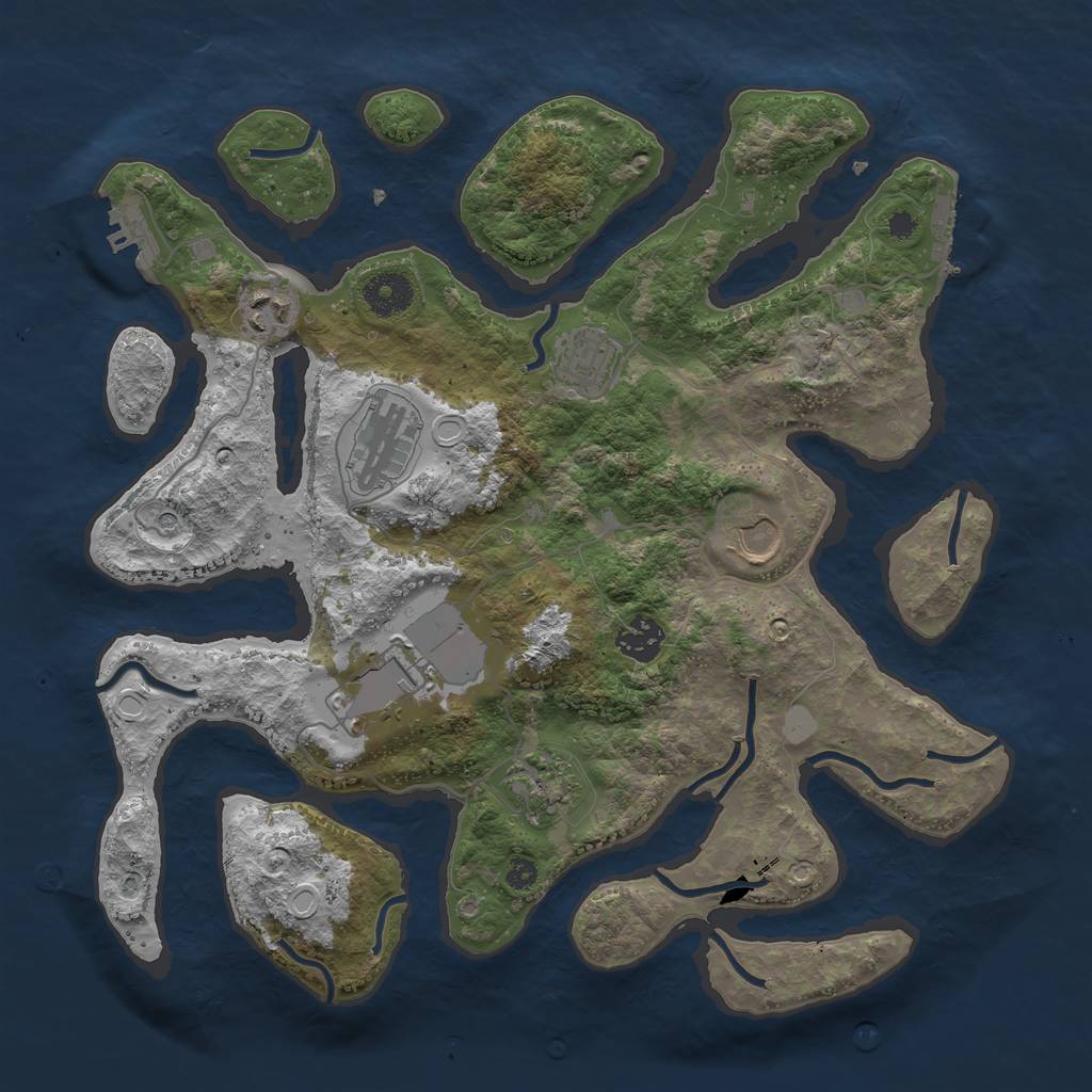 Rust Map: Procedural Map, Size: 3550, Seed: 927452, 15 Monuments